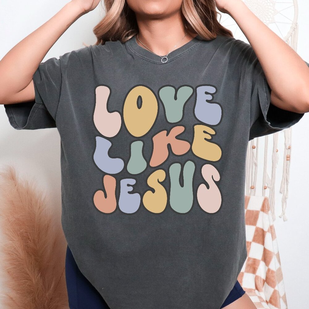 Retro Love Like Jesus Christian Faith Shirt Vintage Style Unisex Handmade